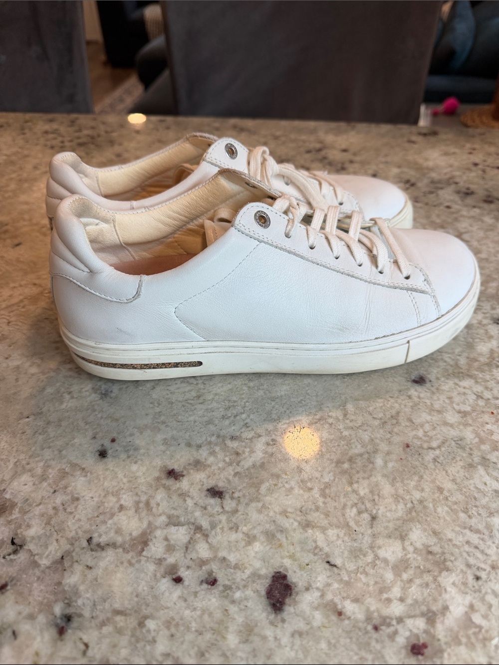 Birkenstock White Leather Sneakers ladies 9 men’s 7 - Picture 2 of 9
